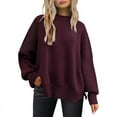 thumbnail image 3 of Autumn 2025 Women'S Batwing Sleeve Knit Sweater With Side Slits And Round Neck, 3 of 33