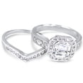 thumbnail image 2 of Sterling Silver Princess Cut Bridal Set Engagement Wedding Ring Set (Size 8), 2 of 4