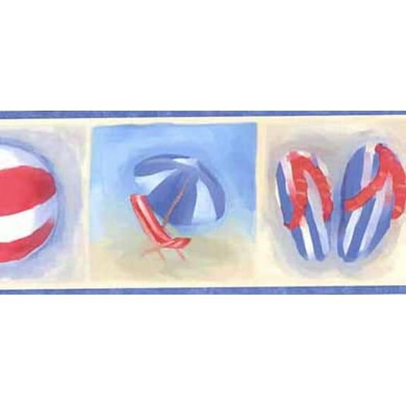 Blue Beach Scene Wallpaper Border - Chesapeake