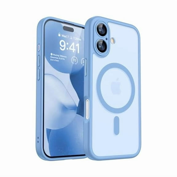 ZHU997 Magnetic for iPhone 17 Case, Upgraded [Full Camera Protection] [Compatible with Magsafe] [Translucent Matte] Shockproof Protective Phone Case for iPhone 17 - Light Blue