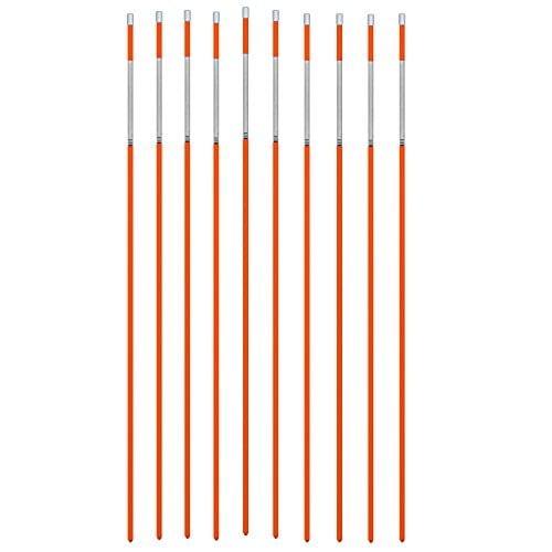 Fiberglass Innovations 665-10 Snow Pole Driveway Marker, 48-Inch with Reflective Tape, Hiviz Orange and Hammer Cap, Pack of 10