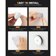 AikTryee Motion Sensor Puck Lights, Magnet Stick-on Light, 3 Modes & Dimmable, Wireless LED Night Light for Closet Stairs Kitchen Hallway Bedroom(White Light)