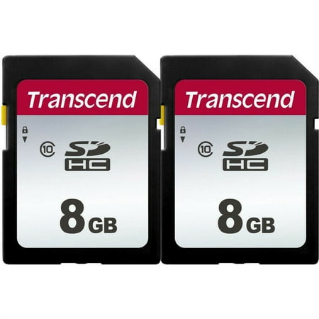 2 Pack Transcend 8 GB Class 10 SDHC Flash Memory Card