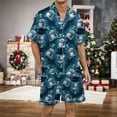 thumbnail image 2 of Men's Pajama Set Christmas Multicolored Printed Silk Satin Short Sleeved Button Up Loungewear for Relaxation and Sleep Comfort, 2 of 4