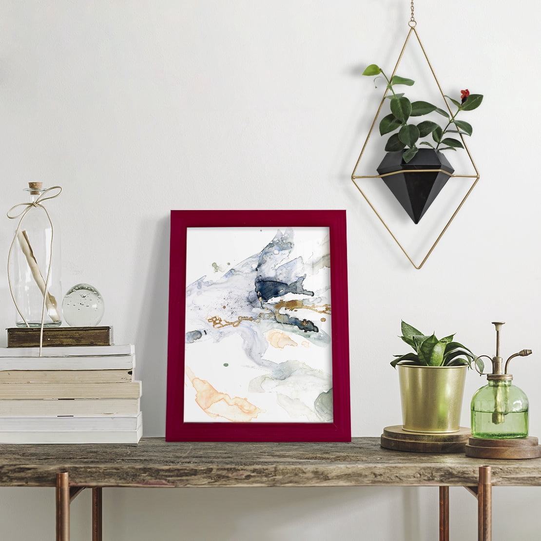 Organic Interlace II -Framed Print w/glass-Cherry Red