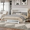 thumbnail image 2 of Northfield Lit Escamotable Moderne en Bois Massif Format Grand avec Matelas, Blanc, 2 of 20