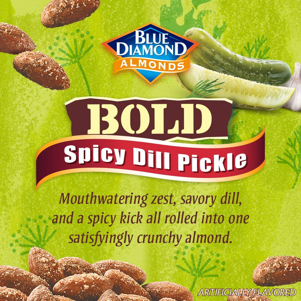 Blue Diamond Almonds, Bold Spicy Dill Pickle, 1.5 oz tubes Pack of 12-8626922693