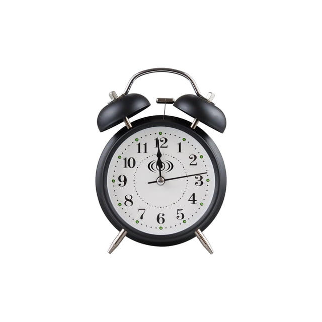 Reloj Despertador Campana Retro Analógico Estilo Vintage Alarma Decorativo Retro Retroiluminación (Negro)