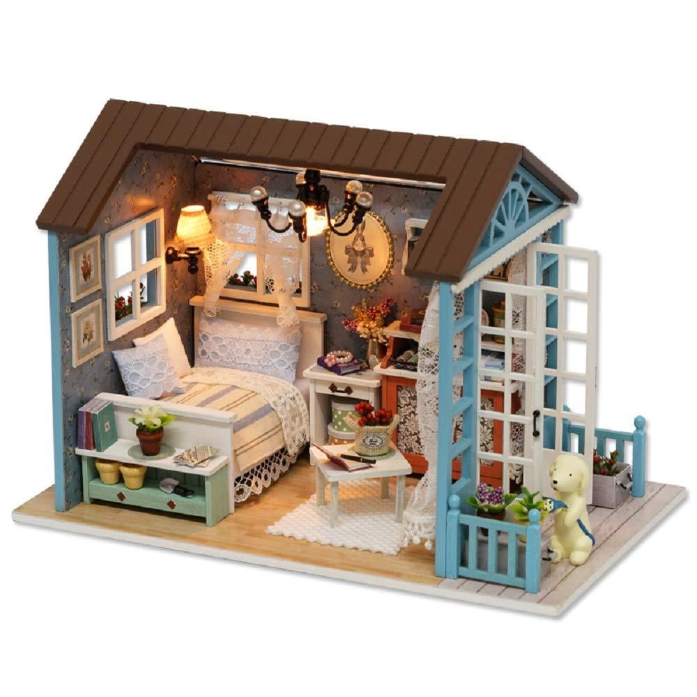 Kisoy Domantic and Cute Dollhouse Miniature DIY House Kit Creative Room