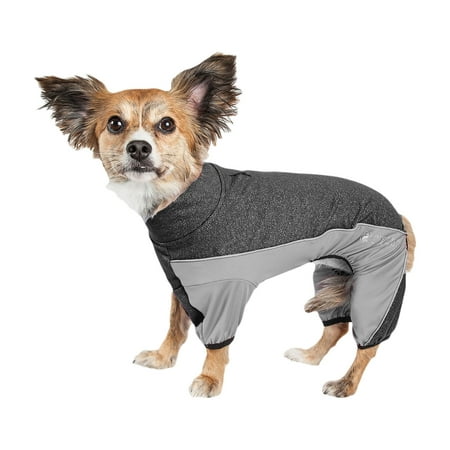 Pet Life Active Chase Pacer Heathered Performance 4-Way Stretch Two-Toned Full Body Warm Up