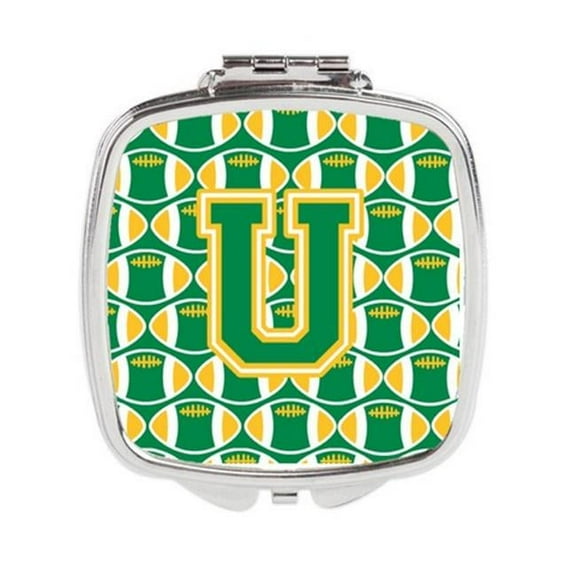 Letter U Football Green & Gold Compact Mirror