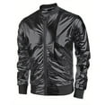 thumbnail image 3 of Rggeeun Jackets For Men Casual Shiny Party Baseball Zip Up Coat Lightweight Comfortable Stylish Outwear Fashion, 3 of 5