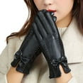 thumbnail image 7 of Women's Winter Imitation Leather Gloves Gloves Bowknot Warm PU Gloves Gloves Mittens Men Mittens for Women Cold Weather Heated Ski Gloves Mittens Men Women Gloves Mitten Gloves Mittens Women Cold, 7 of 7