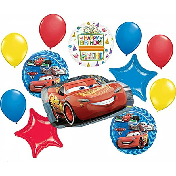 Fecha roja Él Guinness Disney Cars Party Supplies Lightning McQueen Birthday Balloon Bouquet  Decorations 12 pieces - Walmart.com