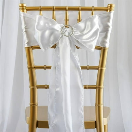 

5 Pack | White Satin Chair Sashes | 6 x106