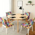 thumbnail image 3 of TSOVTHRID Rainbow Tie Dye Print Quilted Seat Cushion Covers for Kitchen Stretch Chair Cushion Slipcovers Practical Armless Chair Covers with Detachable Strap, Set of 4, 3 of 7