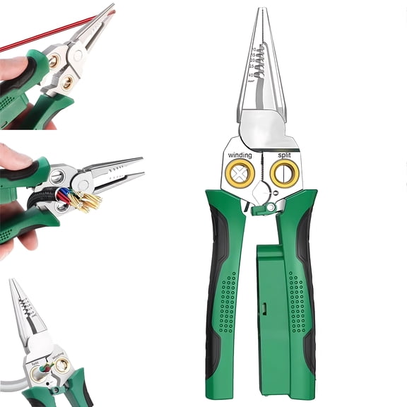 8-in-1 Wire Stripper with Voltage Tester, Wire Crimper & Cutter Tool, for Electricians and DIY Use, 12V–250V, 10–18 AWG