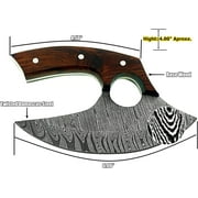 TTC-111 Handmade Damascus steel Ulu kitchen Knife -Wood Handle (Wood/Damascus)