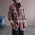 thumbnail image 4 of Autumn and Winter Plaid Jackets for Womens 2024 Plus Size Plaid Brushed Double Pocket Single Breasted Shirt Long Sleeve Hoodless Casual Outwear & Jackets, 4 of 9
