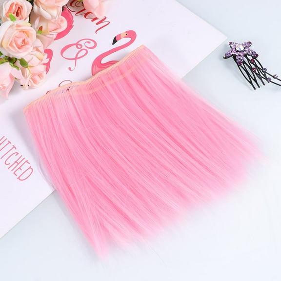 FRCOLOR 5 Pcs Little Girls Hair Accessories Heat Resistant Straight Wigs High Temperature Silk Pink