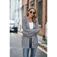 thumbnail image 4 of Women's Long Sleeve Cable Knit Sweater Open Front Cardigan Button Loose Outerwear, 4 of 7