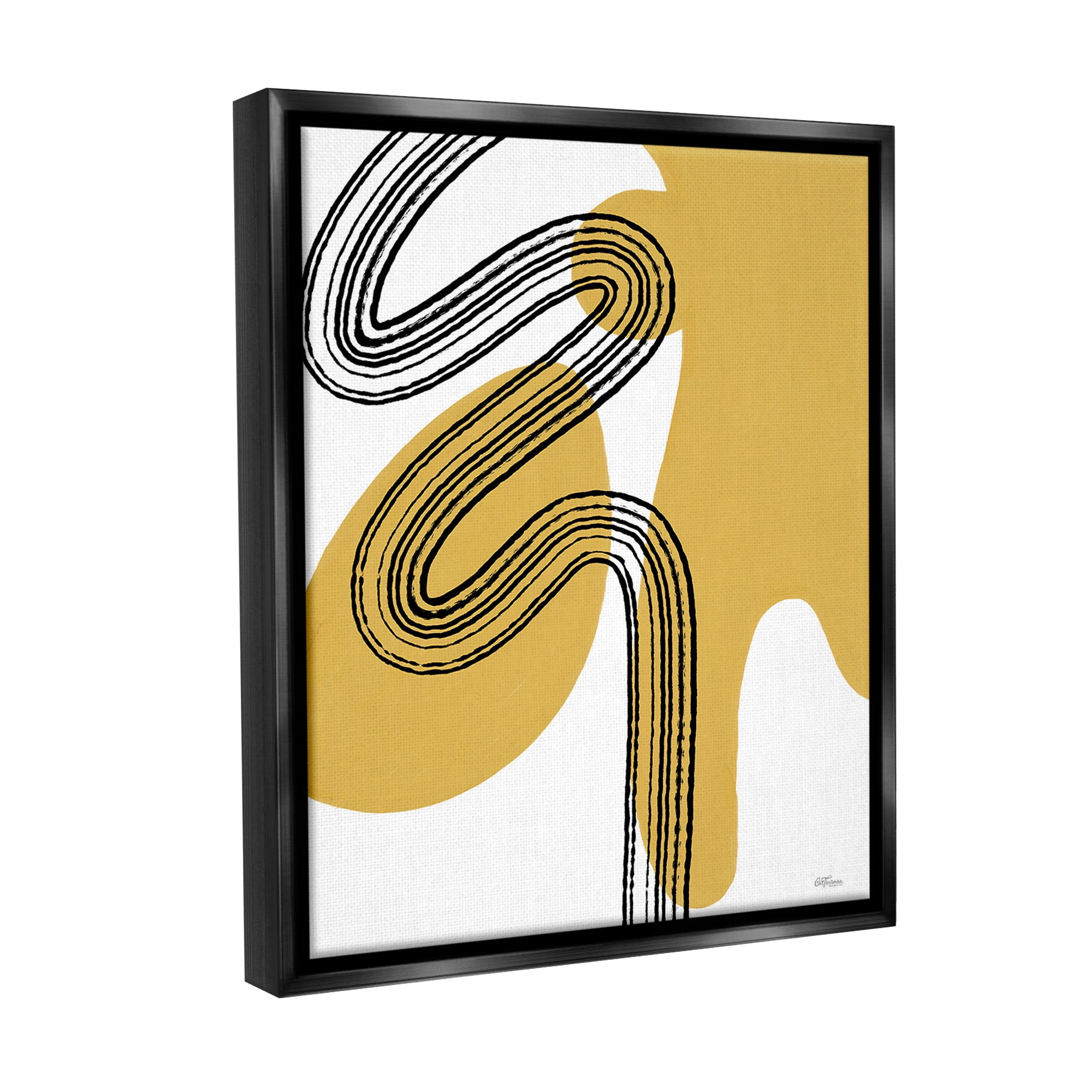 Stupell Industries Contemporary Splatter & Lines Abstract Painting Black Floater Framed Canvas Art Print Wall Art, 17 x 21