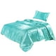 thumbnail image 3 of Funda de edredón Funda nórdica de seda artificial Cremallera Funda de almohada para dormir Juego de cama, Doble, 168x229cm, Azul lago Methold HA003632-16, 3 of 7