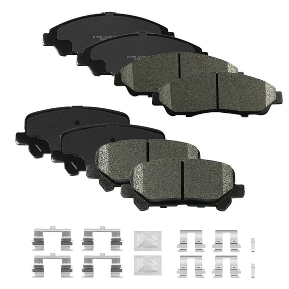 Front & Rear Disc Ceramic Brake Pads Set w/Hardware Fit for 2009-2015 Honda Pilot 2010-2013 Acura Mdx/Zdx, 8 Pieces