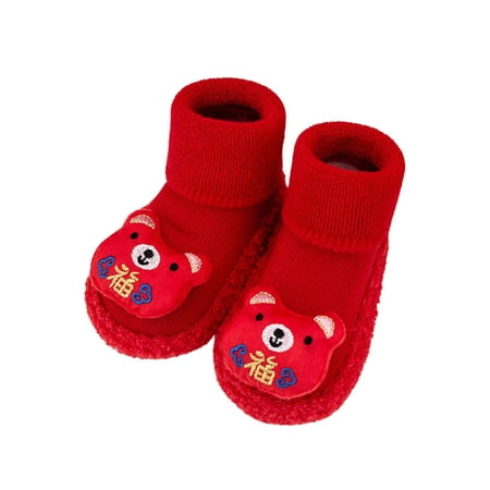 

Autumn And Winter Boys And Girls Children Socks Shoes Non Slip Indoor Floor Baby Sports Shoes Warm And Comfortable Solid Color Red Rabbit Bear D 11