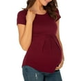 thumbnail image 4 of KIHOUT Summer Women Maternity Clothes Round Neck Short Sleeve Ruffle Fold Pregnant Tops, 4 of 5
