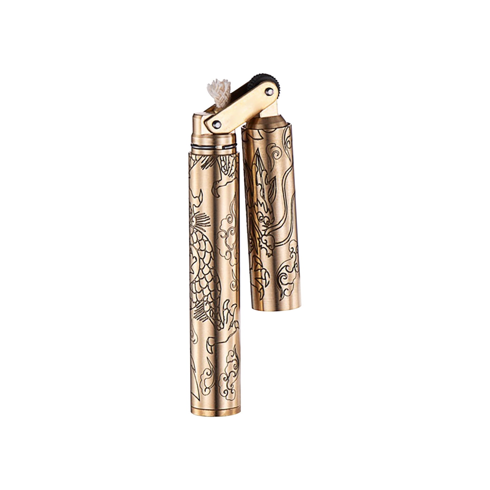 Uscallm 8Pcs Personalized Vintage Brass Kerosene, Personalized Slim Mini Vintage Lighter, Unique Brass Double Cut Stick Design, Portable Pocket Flame Gadget, Trendy Retro Fire Starter Gift