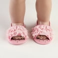 thumbnail image 3 of GYRATEDREAM Infant Baby Girls Summer Open Toe Sandals Toddler PU Leather Soft Flower Ruffle Princess Flat Shoes Pink for 0-18 Months, 3 of 8