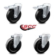 thumbnail image 2 of 5 Inch Hard Rubber Wheel Swivel Bolt Hole Caster Set with 2 Total Lock Brake SCC, 2 of 2