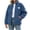 02-Blue, variant on Diufon Women's Fuzzy Fleece Coats Full Zip Stand Collar Long Sleeve Fall Winter Warm Outwear Jacket with Pockets