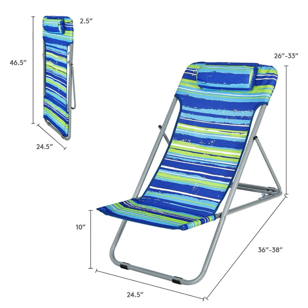 Aimee Lii Portable Beach Chair Set of 2 with Headrest, Outdoor Patio Furniture, Blue Aimee Lii Portable Beach Chair Set of 2 with Headrest, Outdoor Patio Furniture, Blue