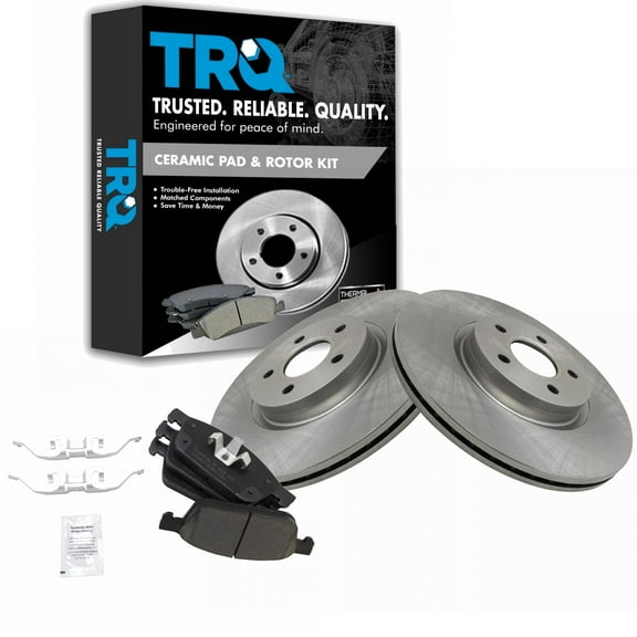 TRQ Front Brake Pad & Rotor Kit Brake Pads Brake Rotor Ceramic Fits Select 2013-2018 Ford Escape 2014-2018 Transit Connect 2018 Lincoln MKC