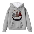 thumbnail image 4 of Tanghaowl Kids Sweatshirts Print Girls Hooded Sweatshirt Festive Kids Pullover Cozy Top Soft Casual Winter Wear Outfit Childrens Holiday Grey 7-8 Years, 4 of 5