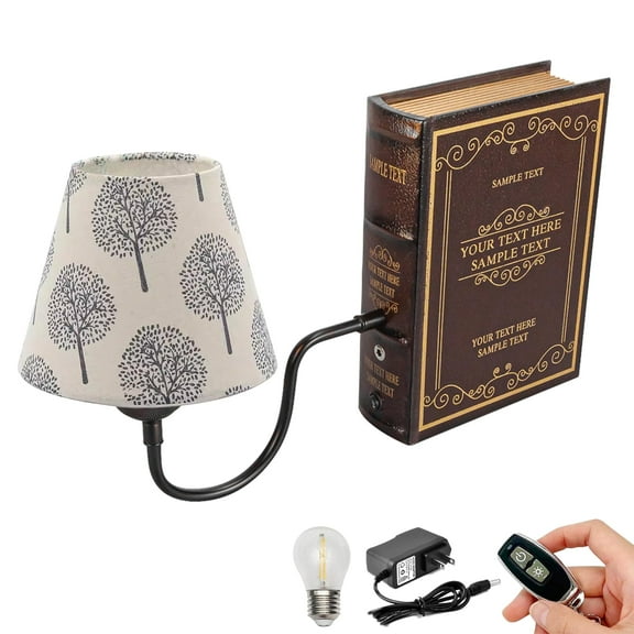 Kiven Cordless Bookshelf Lamp, 1-Light Rechargeable Bookcase Lighting with Yellow Fabric Lampshade, Farmhouse Decorative Bookend, Cordless Bookshelf Sconce for Bedside Bookshelf Home Decor DZ0031