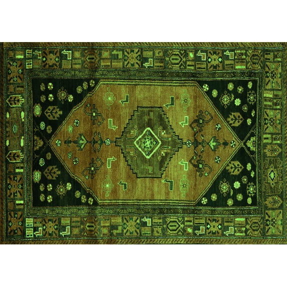 Ahgly Company Indoor Rectangle Persian Green Traditional Area Rugs, 7' x 9'