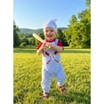 thumbnail image 5 of BemeyourBBs Newborn Baby Boy Girl Baseball Outfit Cute Infant Boy Summer Clothes Short Sleeve Romper with Baseball Embroidery Plaid Overalls Pants Set Hat, 5 of 9