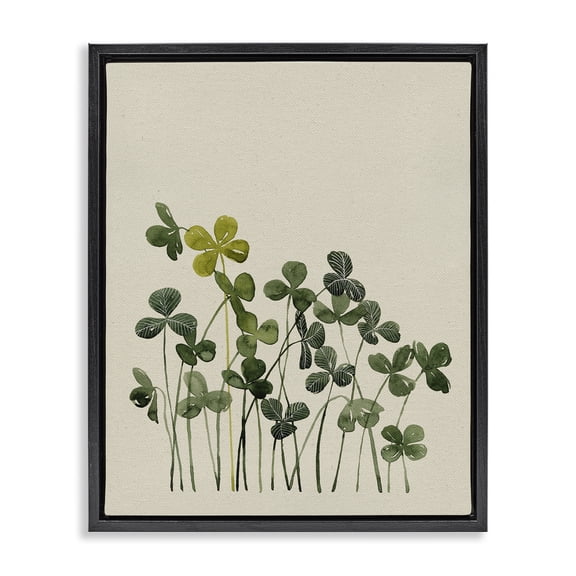 Hidden Gems Clovers Black Framed Floater Canvas Wall Art, design by Grace Popp
