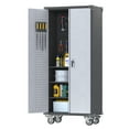 thumbnail image 6 of SUPEER 71" H Metal Rolling Storage Cabinet with Multi Use Pegboard, Large Steel Utility Toolchest Cabinet with Adjustable Shelves & Locking Doors - Garage Cabinets for Tool Storage, Assemble Required, 6 of 12