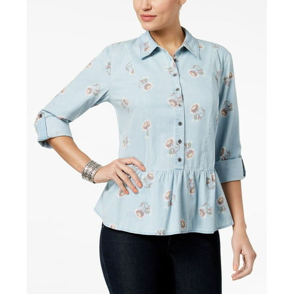 Style & Co Women's Peplum Shirt Women's Wallflower Size L