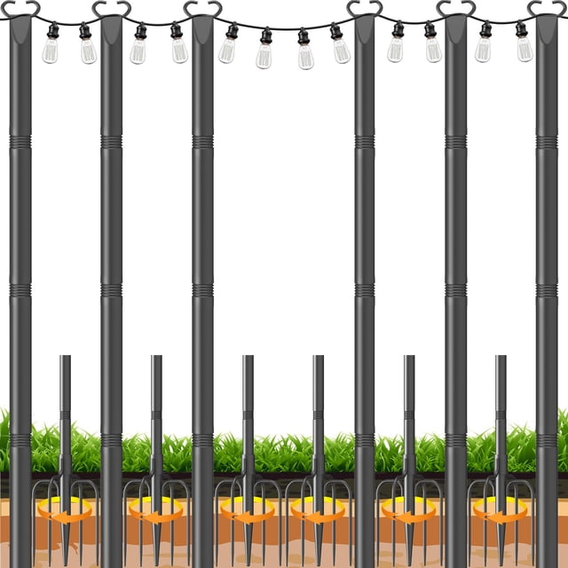 String Light Potes JYTOBN, paquete de 6 pinzas para exteriores, color negro