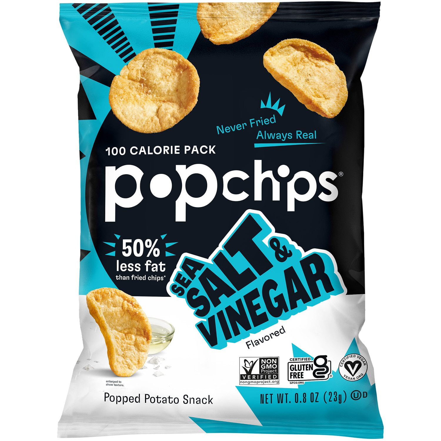 Popchips Variety Pack Air-Popped Chips, Healthy Snack Bags, 0.8 oz., 30 pk. With White Bowl By OMA