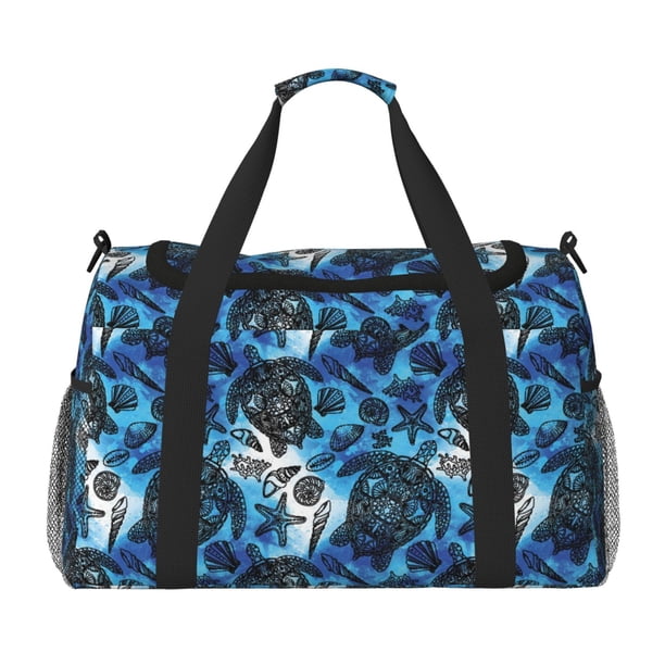 Balery Turtle,Shell Algae Starfish Coral Bolsa de Gimnasio para Mujeres, Bolsa de Viaje con Bolsillo Húmedo, Bolsa de Fin de Semana para Mujeres, Bolsa de Viaje Resistente al Agua