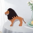 thumbnail image 3 of 2 figuras de animales de madera de simulación, juguetes de aprendizaje, juego de animales lobo león, 3 of 9