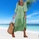 thumbnail image 3 of Vestido Vestido de media manga para mujer, vestido de playa bohemio, vestido elegante informal de algodón 2023 Ygjytge Verde T L para Mujer, 3 of 8