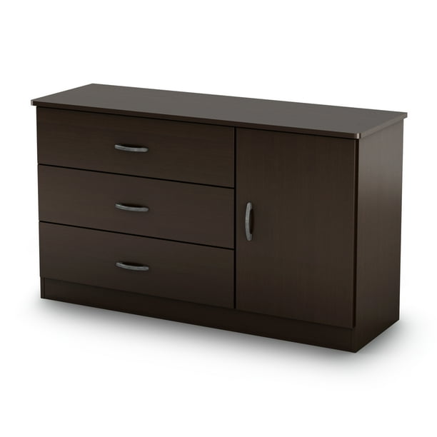 South Shore Smart Basics 3 Drawer Dresser With Door Chocolate