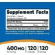 thumbnail image 4 of Vitamina B2 Riboflavina 400 Mg 120 Cápsulas Nutricost, 4 of 6
